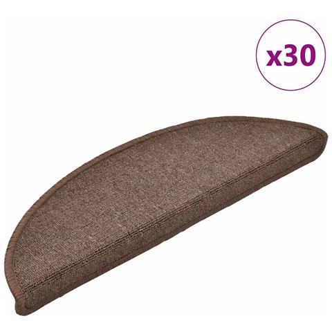 Tappetini per scale 30 pz 56x17x3 cm Marrone caffè Semicircolari - Foto 1