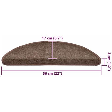 Tappetini per scale 30 pz 56x17x3 cm Marrone caffè Semicircolari - Foto 8