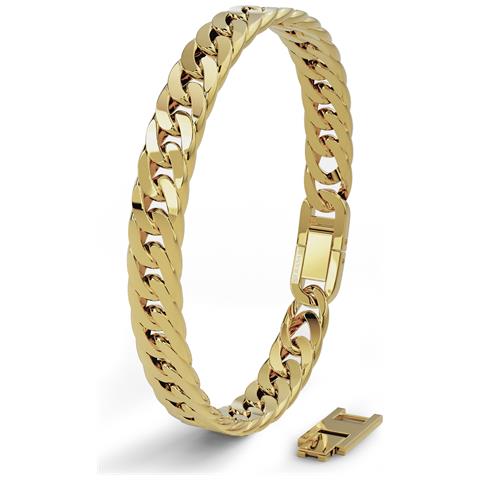 , Bracciale Da Uomo Premium Con Maglie Cubane | Acciaio Chirurgico 316l, Placcato Oro, 23 Cm - Foto 1