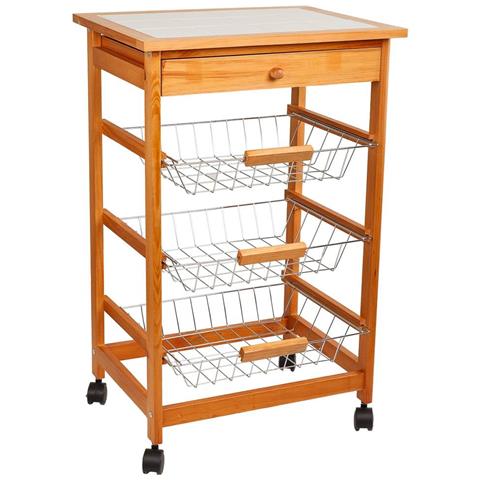 Carrello Da Cucina In Legno Marrone 47x37x76h - Foto 1