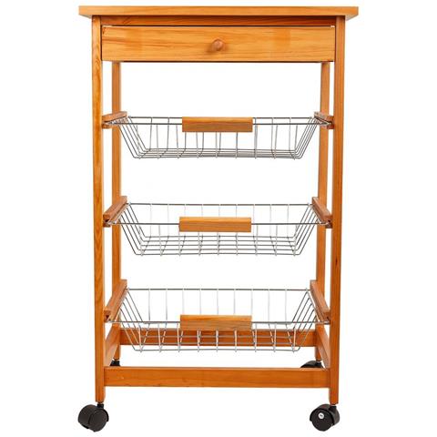 Carrello Da Cucina In Legno Marrone 47x37x76h - Foto 2