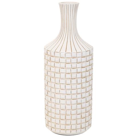 Vaso In Poliresina Bianco 14,5x14,5x39,5h - Foto 1
