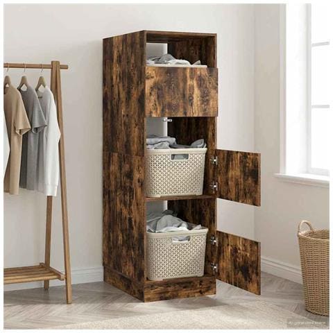 Mobile da lavanderia con porta Rovere fumé 50 x 68 x 162 cm - Foto 2
