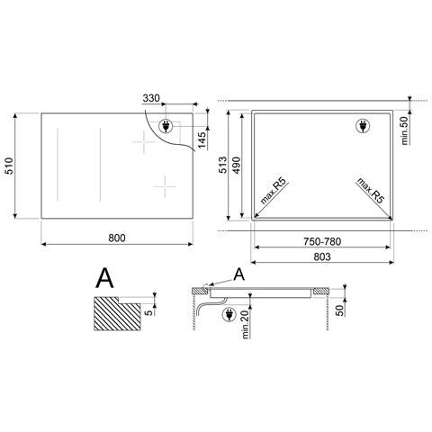 Smeg Universal Classica Piano di cottura SIM3864MB Nero Opaco, Nero, 80 cm, Piano cottura a induzione, Vetro, 6 Fornello(i), 6 Fornello(i) - Foto 6