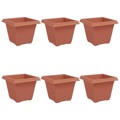 Vaso quadrato per fiori 6 pcs Rosso Mattone 38 x 38 x 30 cm - Foto 1
