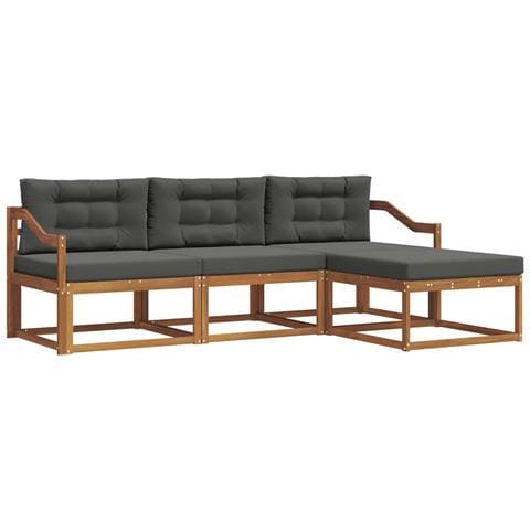 Set di divani da esterno con cuscino 4 pcs Naturale e Antracite - Foto 1