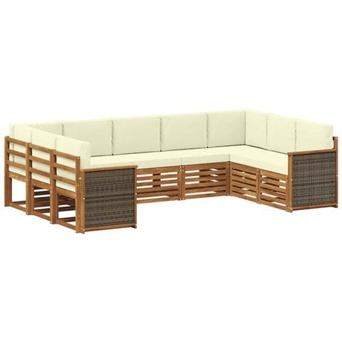 Set divano sezionale con cuscino 7 pcs Naturale e Crema - Foto 1