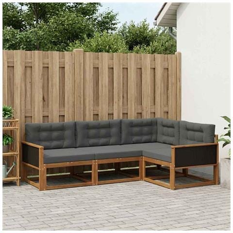 Set di divani da esterno con cuscino 4 pcs Naturale e Antracite - Foto 2