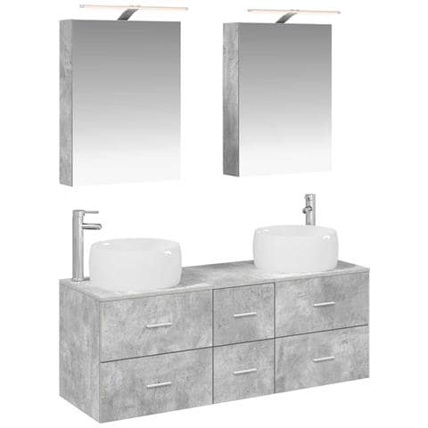 Set di mobili per il bagno 5 pcs Grigio Cemento - Foto 1