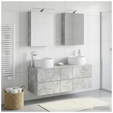 Set di mobili per il bagno 5 pcs Grigio Cemento - Foto 2
