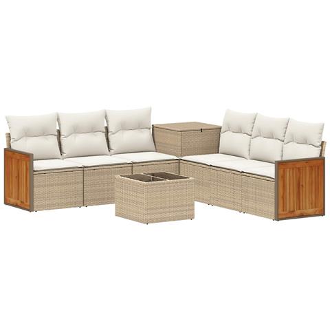 Set di divani 8 pz Beige e Bianco Crema - Foto 1