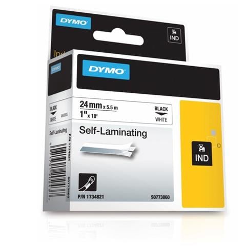 Nastro Autolaminanti in Vinile per Etichettatrice Modello Rhinopro Formato 2.4 cm x 5.5 m Nero su Bianco  - Foto 1