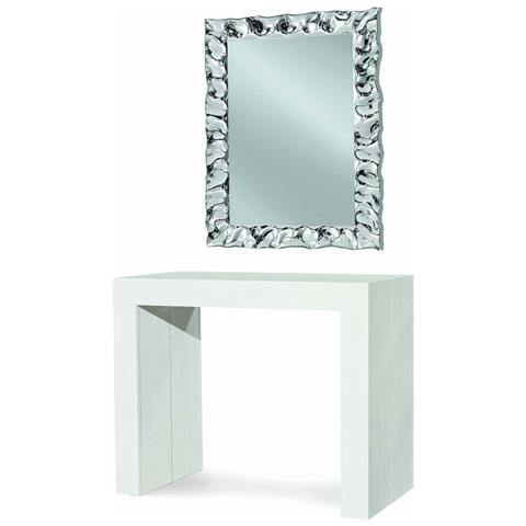 Tavolo Consolle Rettangolare Allungabile Bianco 90 X 45/95/145/195/245/295 Per Interno Sala Da Pranzo Salotto Cucina Moderno - Foto 2