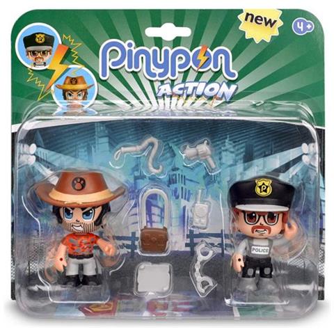 Pinypon Action - Pack Di 2 Statuette Polizia E Avventuriero, Multicolore, 700014492 - Giochi Bambini - Foto 3