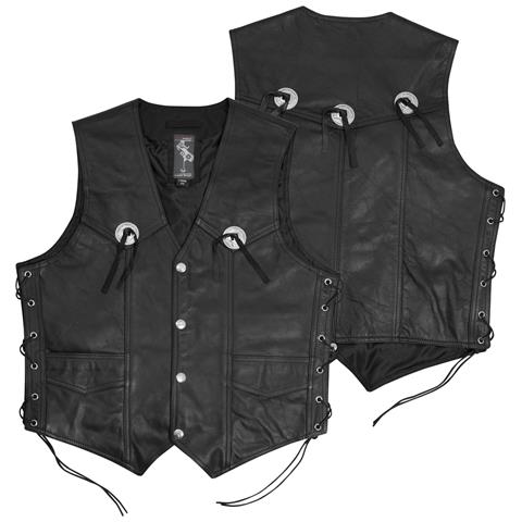 Gilet Pelle Moto Custom Chopper Stile Biker Vintage Nero L - Foto 1