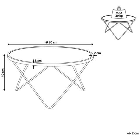 Tavolino Da Caffè Effetto Marmo Con Gambe Color Oro Meridian Ii - Foto 15