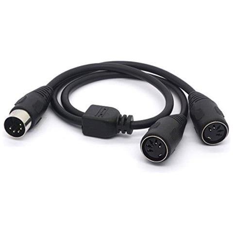 Midi Splitter Cavo Midi 5 Pin Din Plug Maschio A 2 Din Femminile Smartphone Aux Per Cuffie Stereo Adattatore Jack Y Ingresso Cavo Per Tastiera Midi Piano Elettrico Sintetizzatore Chitarra Midi - Foto 1