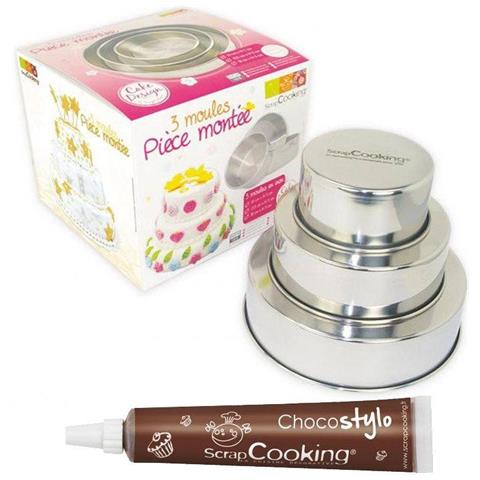 3 Stampi Per Pasticceria In Acciaio Wedding Cake + Penna Alimentare Al Cioccolato - Foto 1