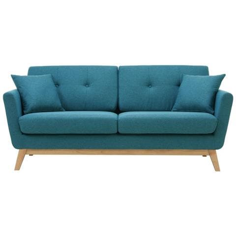 Hoga Divano Scandinavo 3 Posti E 2 Cuscini Tessuto Blu - Foto 9