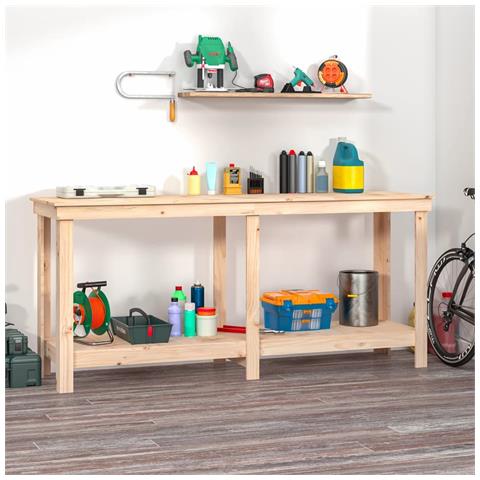 Banco Da Lavoro 180x50x80 Cm In Legno Massello Di Pino - Foto 9