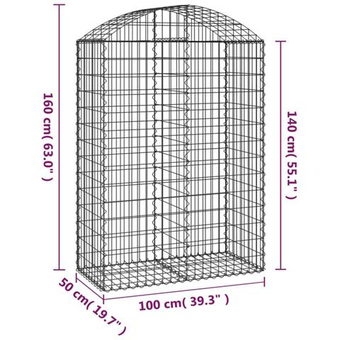 Cesto Gabbione Ad Arco 100x50x140/160 Cm Ferro Zincato - Foto 4