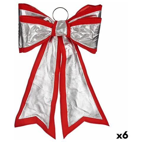 Fiocco Decorazione Natalizia 40 X 60 Cm Rosso Argentato Pvc (6 Unità) - Foto 1