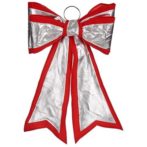 Fiocco Decorazione Natalizia 40 X 60 Cm Rosso Argentato Pvc (6 Unità) - Foto 2