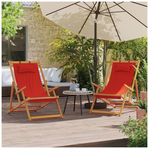 Sedie Da Spiaggia Pieghevoli 2 Pz In Tessuto Rosso - Foto 1