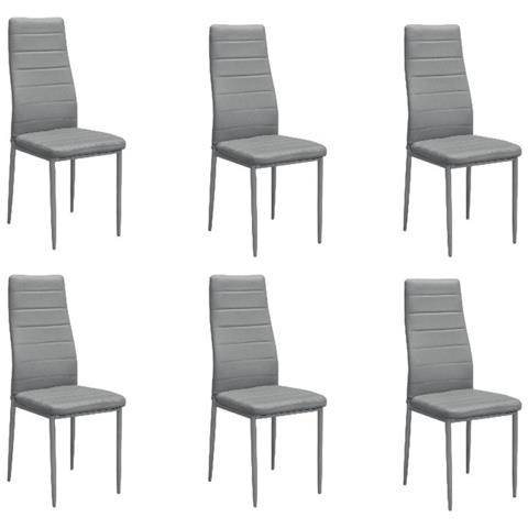Set 6 Sedie Moderne Metallo Ecopelle Grigio 42,5x36x97,5 - Foto 1