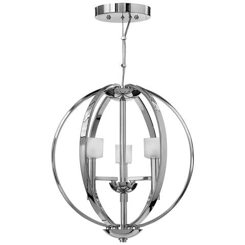 Lampadario Industrial Nordico Mondo Acciaio Cromo Lucido Vetro 3 Luci G9 3 Led - Foto 1