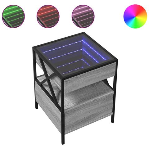 Tavolino Da Salotto Con Led Infinity Grigio Sonoma 40x40x51 Cm - Foto 2