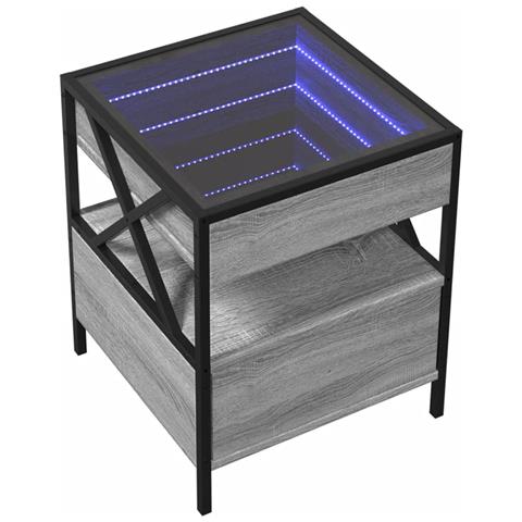 Tavolino Da Salotto Con Led Infinity Grigio Sonoma 40x40x51 Cm - Foto 3
