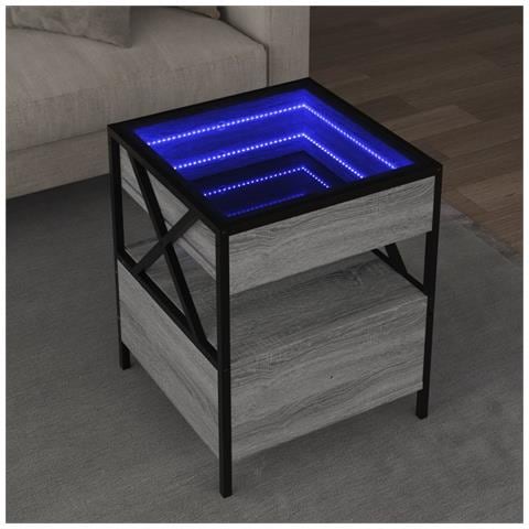 Tavolino Da Salotto Con Led Infinity Grigio Sonoma 40x40x51 Cm - Foto 1