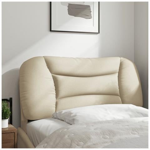 Cuscino Testiera Crema 80 Cm In Tessuto - Foto 3