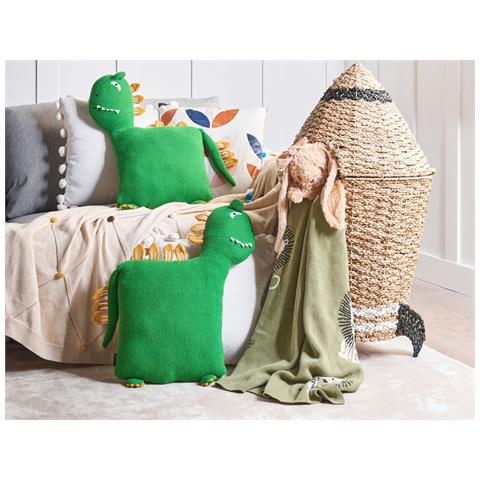 Set Di 2 Cuscini Dinos Cotone 45 X 45 Cm Verde Dinosauro - Foto 1
