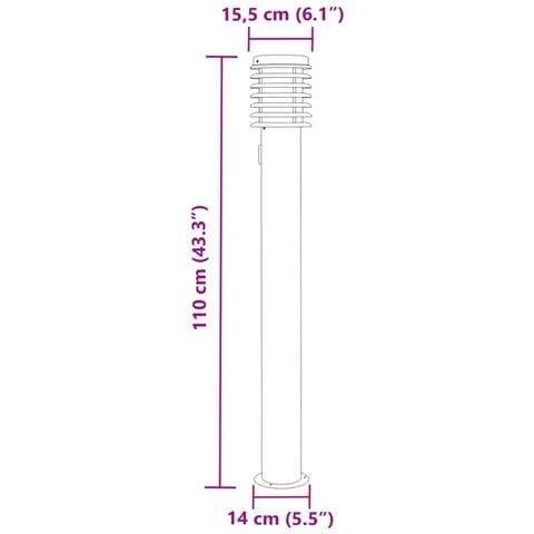 Lampade Terra per Esterni con Presa 3pz Nere 110cm Acciaio Inox - Foto 2