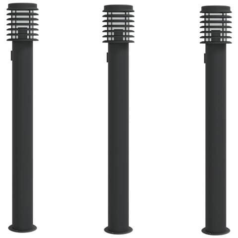 Lampade Terra per Esterni con Presa 3pz Nere 110cm Acciaio Inox - Foto 1