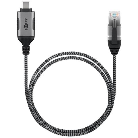 Goobay 74401 adattatore per inversione del genere dei cavi USB 3.1 type A RJ45 Nero, Argento - Foto 2