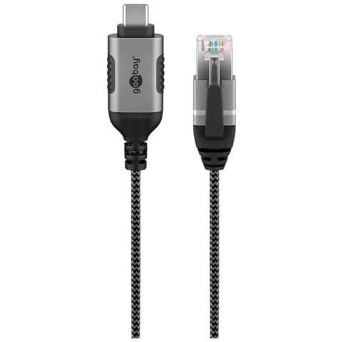 Goobay 74401 adattatore per inversione del genere dei cavi USB 3.1 type A RJ45 Nero, Argento - Foto 1