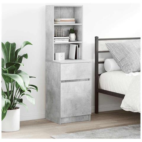 Comodino Grigio Cemento 39x35x125 cm in Legno Multistrato - Foto 1