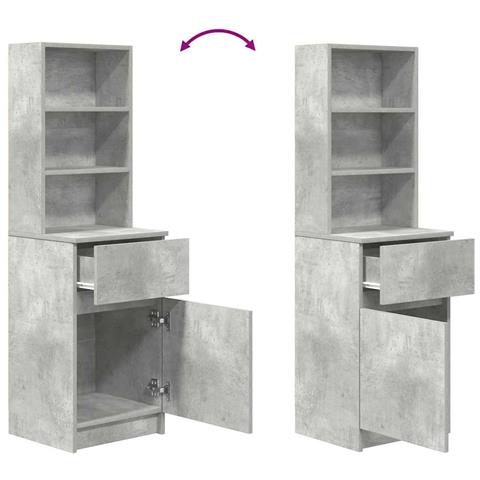 Comodino Grigio Cemento 39x35x125 cm in Legno Multistrato - Foto 9