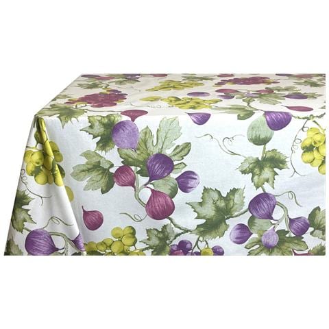 Tovaglia Panama Resinata Antimacchia Copritavolo Cucina Disegno Uva E Fichi 140x140 Uva E Fichi - Foto 5