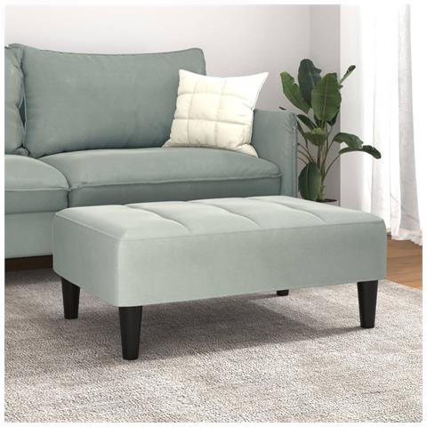 Poggiapiedi Grigio Chiaro 77x55x31 Cm In Velluto - Foto 3