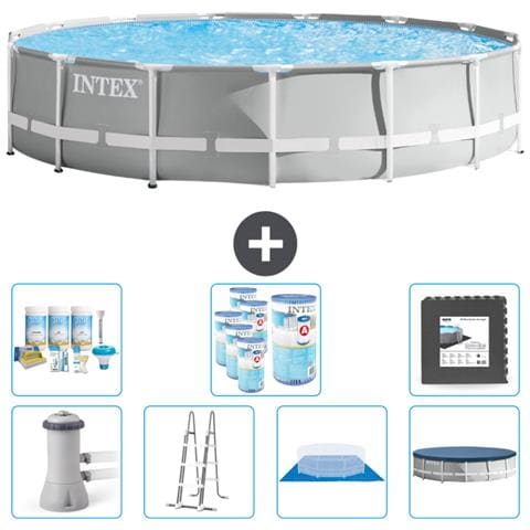Piscina Fuori Terra - In Giro - 457x457x107 Cm - Grigio - Include Accessori Coordinati Cb43 - Foto 1