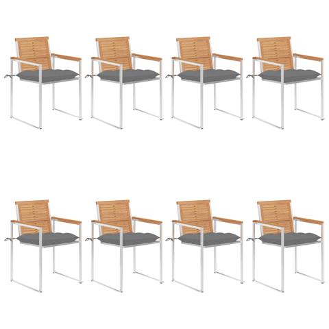Sedie Da Giardino Con Cuscini 8 Pz In Legno Massello Di Teak - Foto 2