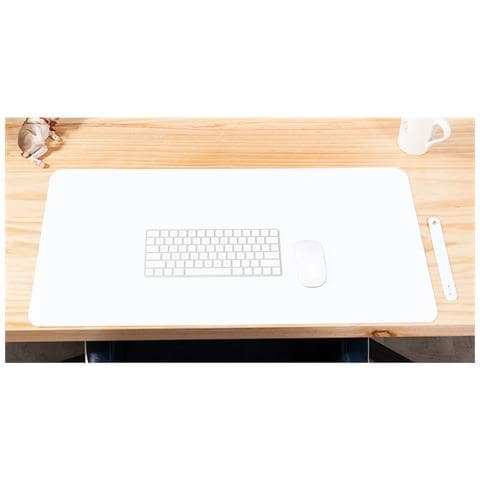 Tappetino Per Mouse 80x40cm In Pu: Ideale Per Ufficio E Studio, Con Design Avvolgente White + Silver  D - Foto 2