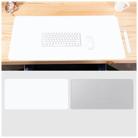 Tappetino Per Mouse 80x40cm In Pu: Ideale Per Ufficio E Studio, Con Design Avvolgente White + Silver  D - Foto 3