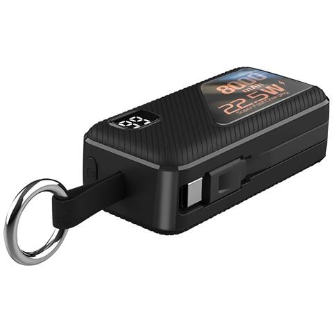 Powerbank 8000 Mah Portachiavi Usb-c /lightning, Nero - Foto 1