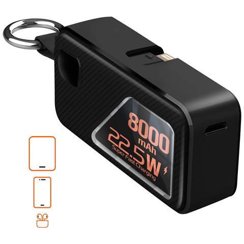 Powerbank 8000 Mah Portachiavi Usb-c /lightning, Nero - Foto 5