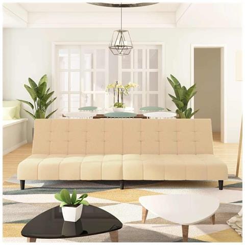 Divano Letto a 2 Posti Crema in Velluto - Foto 2